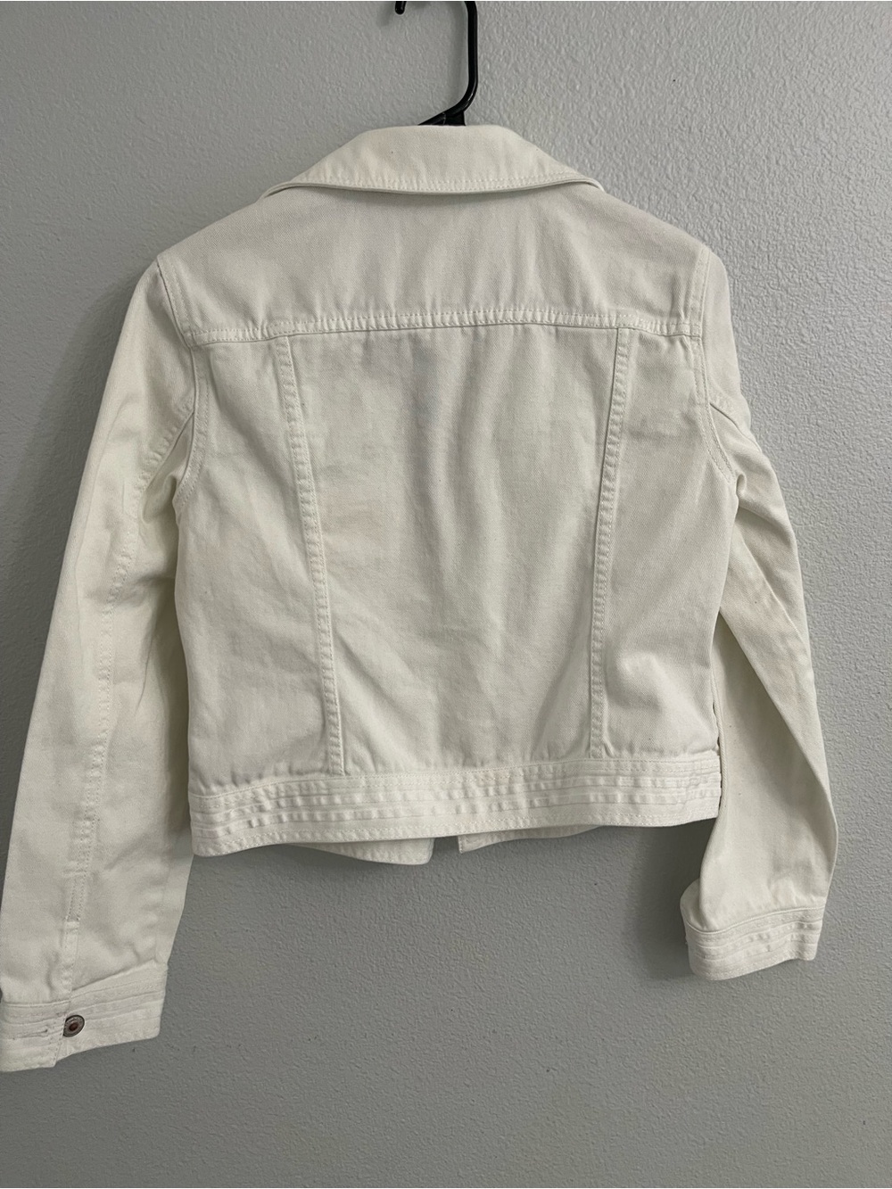 Liz Claiborne Cream White Denim Trucker Jacket 100% Cotton Size Medium - Picture 9 of 11